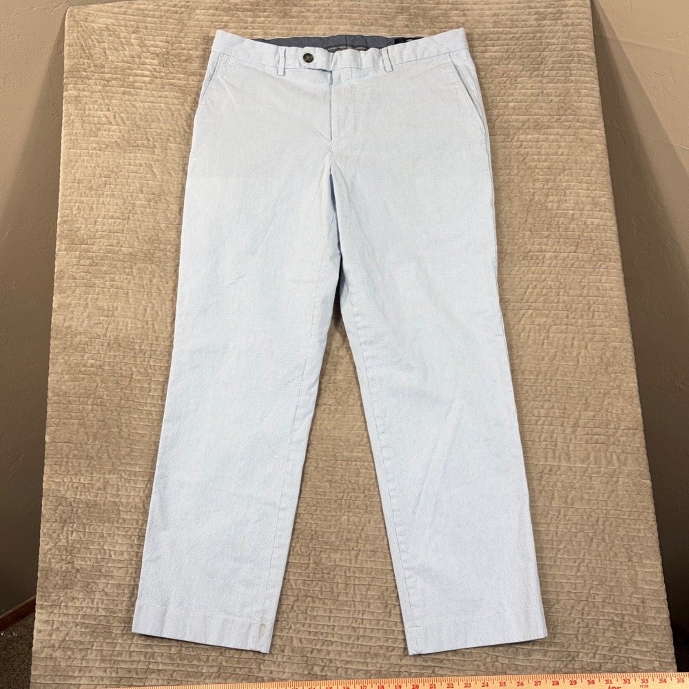 Lands‎ End Mens 36 Seersucker Pants Blue White Striped Traditional Fit 497045